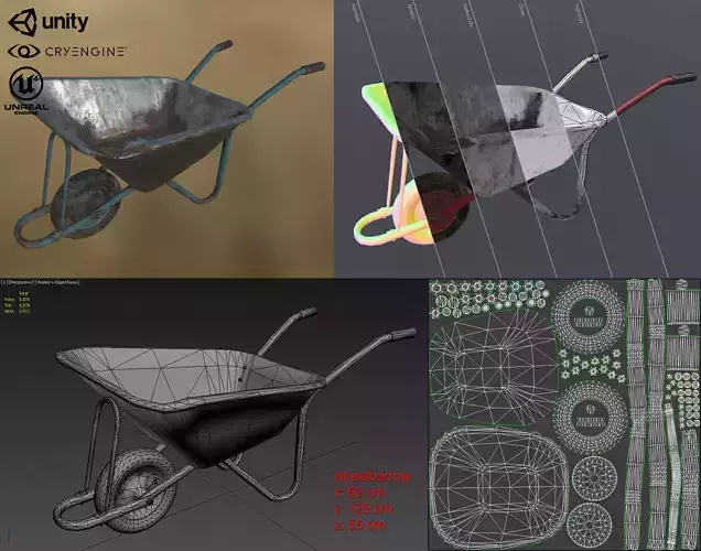 Construction wheelbarrow Low-poly 3D model