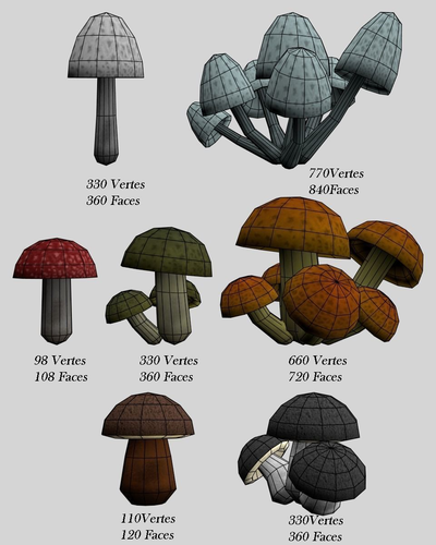 Mushrooms pak Lowpoly