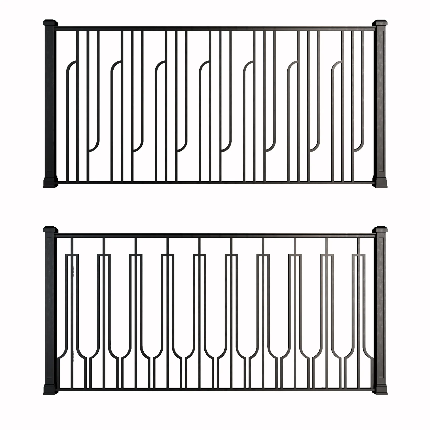 Modern Black Metal Railing Design Decorative MS Balcony Grill 3D model ...