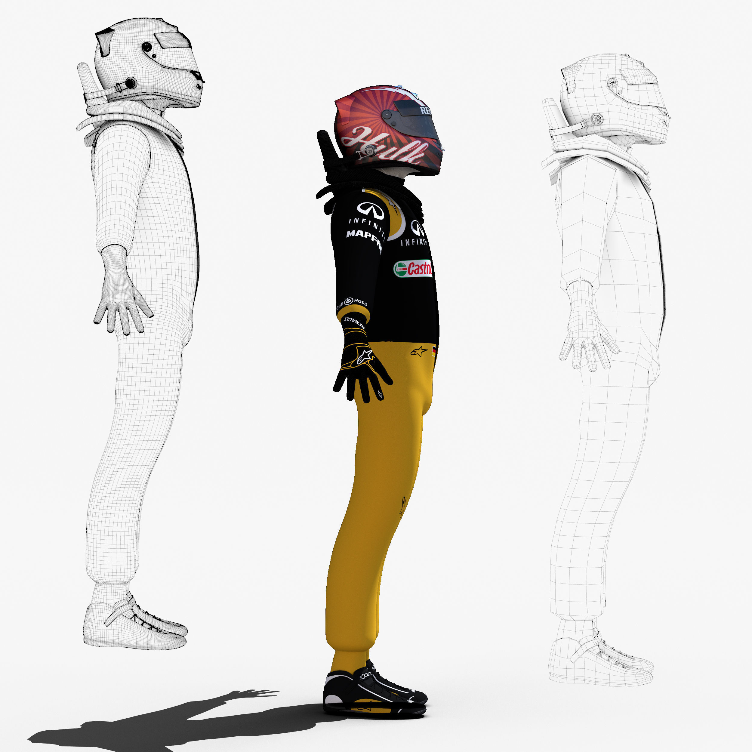 Nico Hulkenberg 2017 Low-poly 3D model_10