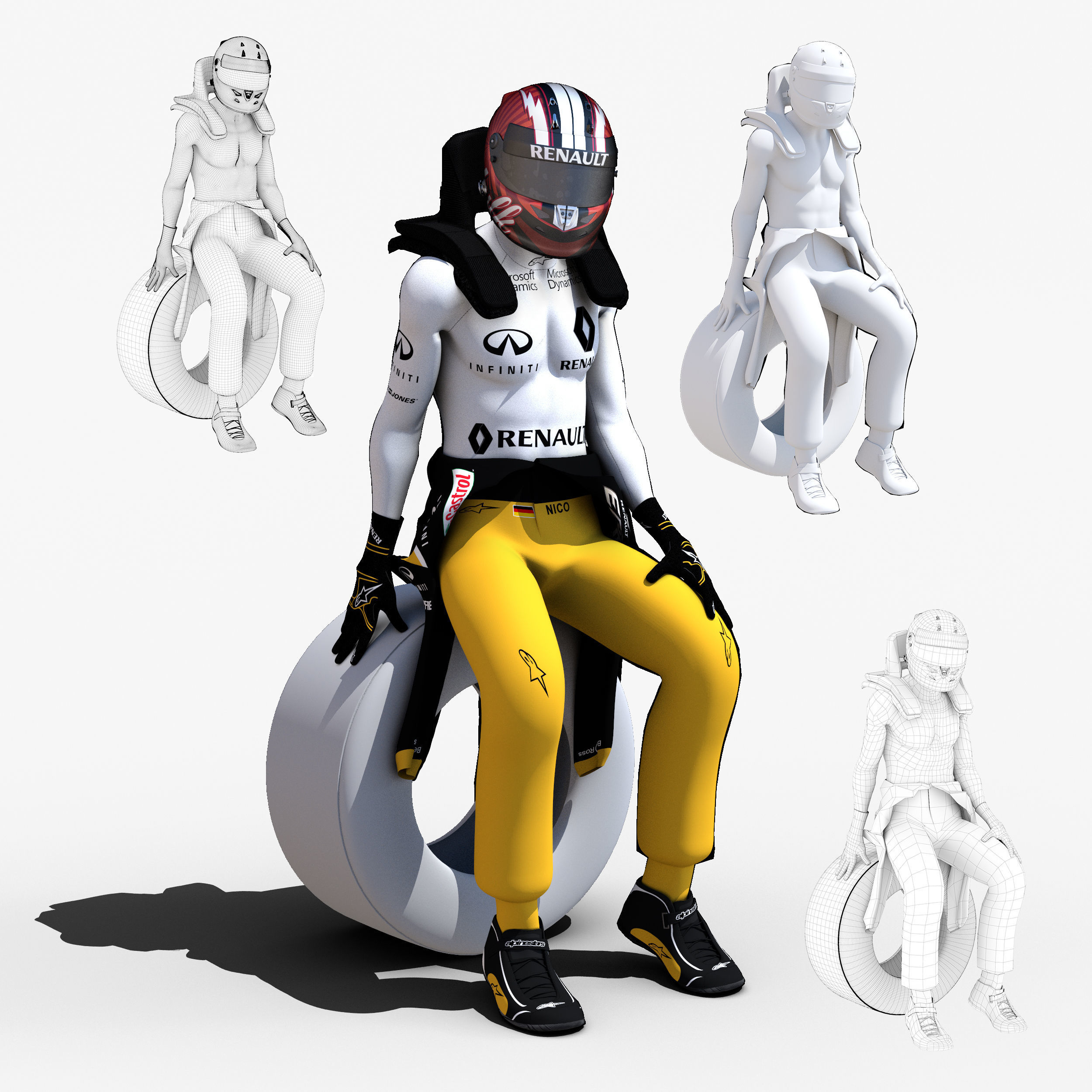 Nico Hulkenberg 2017 Low-poly 3D model_4
