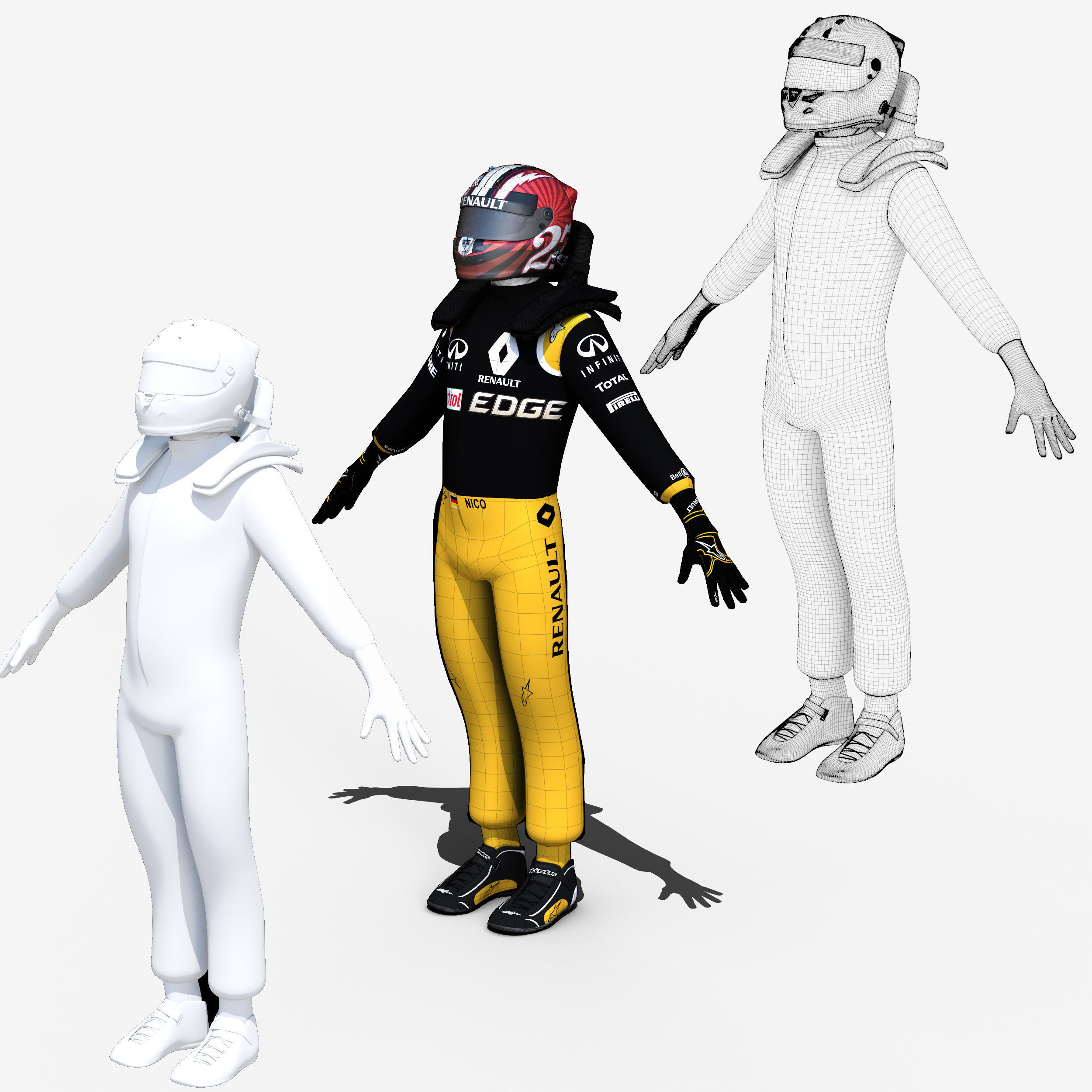 Nico Hulkenberg 2017 Low-poly 3D model_9