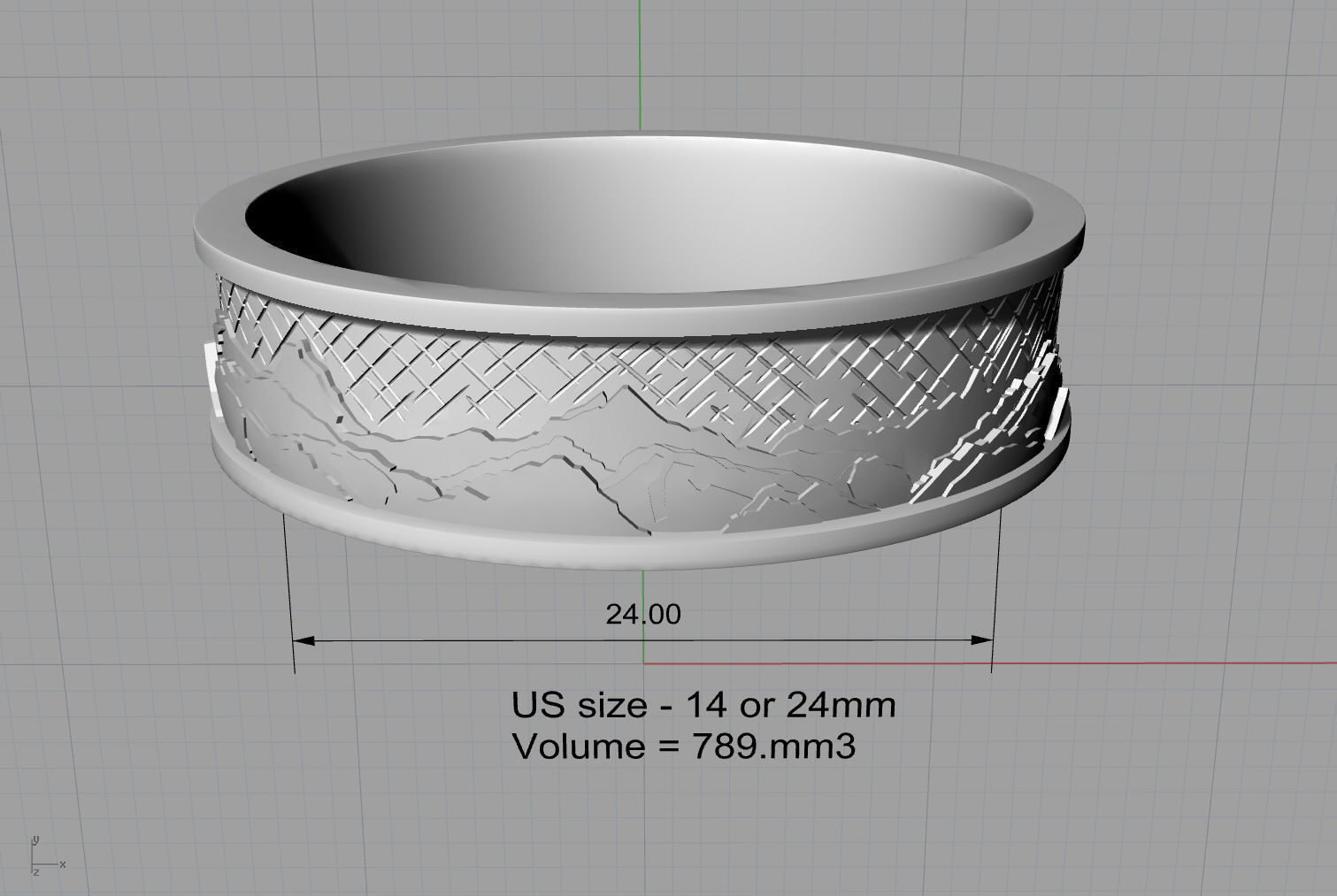 Mountains wedding bands 3D print model_6