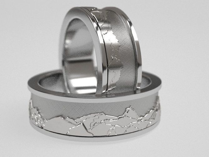 Mountains wedding bands 3D print model