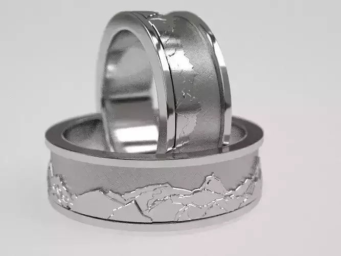 Mountains wedding bands 3D print model