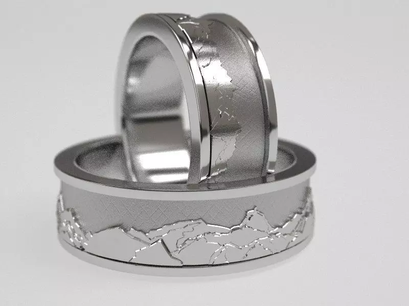 Mountains wedding bands 3D print model_0