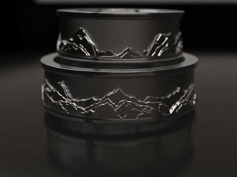 Mountains wedding bands 3D print model_2