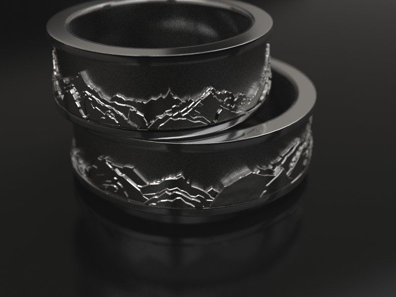 Mountains wedding bands 3D print model_3