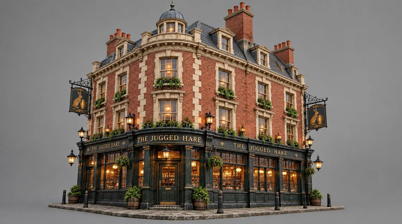 Low Poly Model Build 3D model Traditional British Pub Architectural Building 3D Model VR ...