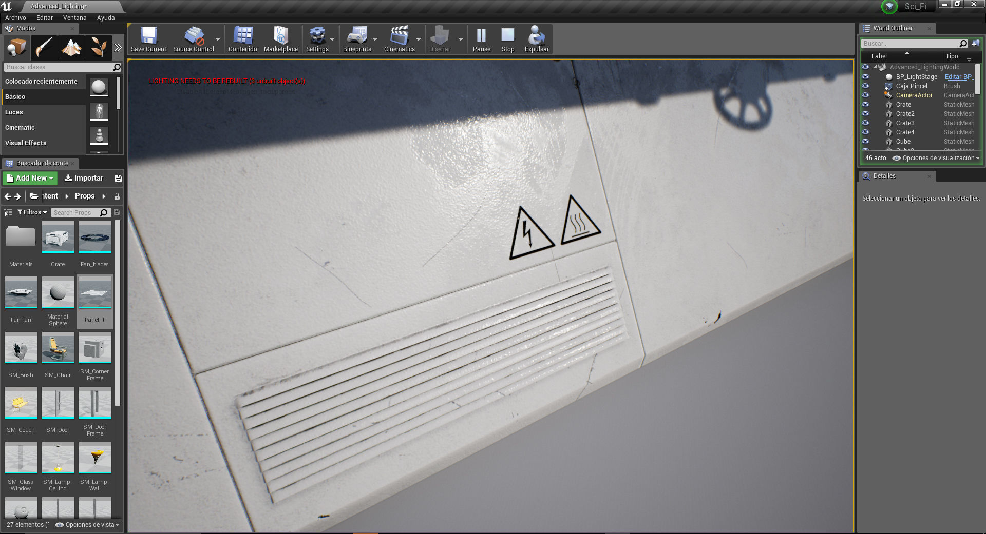Futuristic Industrial Wall Game Ready Low-poly 3D model_7
