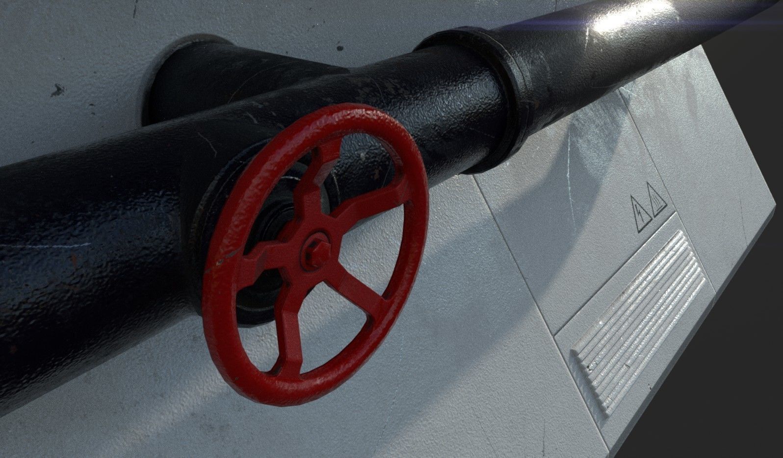 Futuristic Industrial Wall Game Ready Low-poly 3D model_2