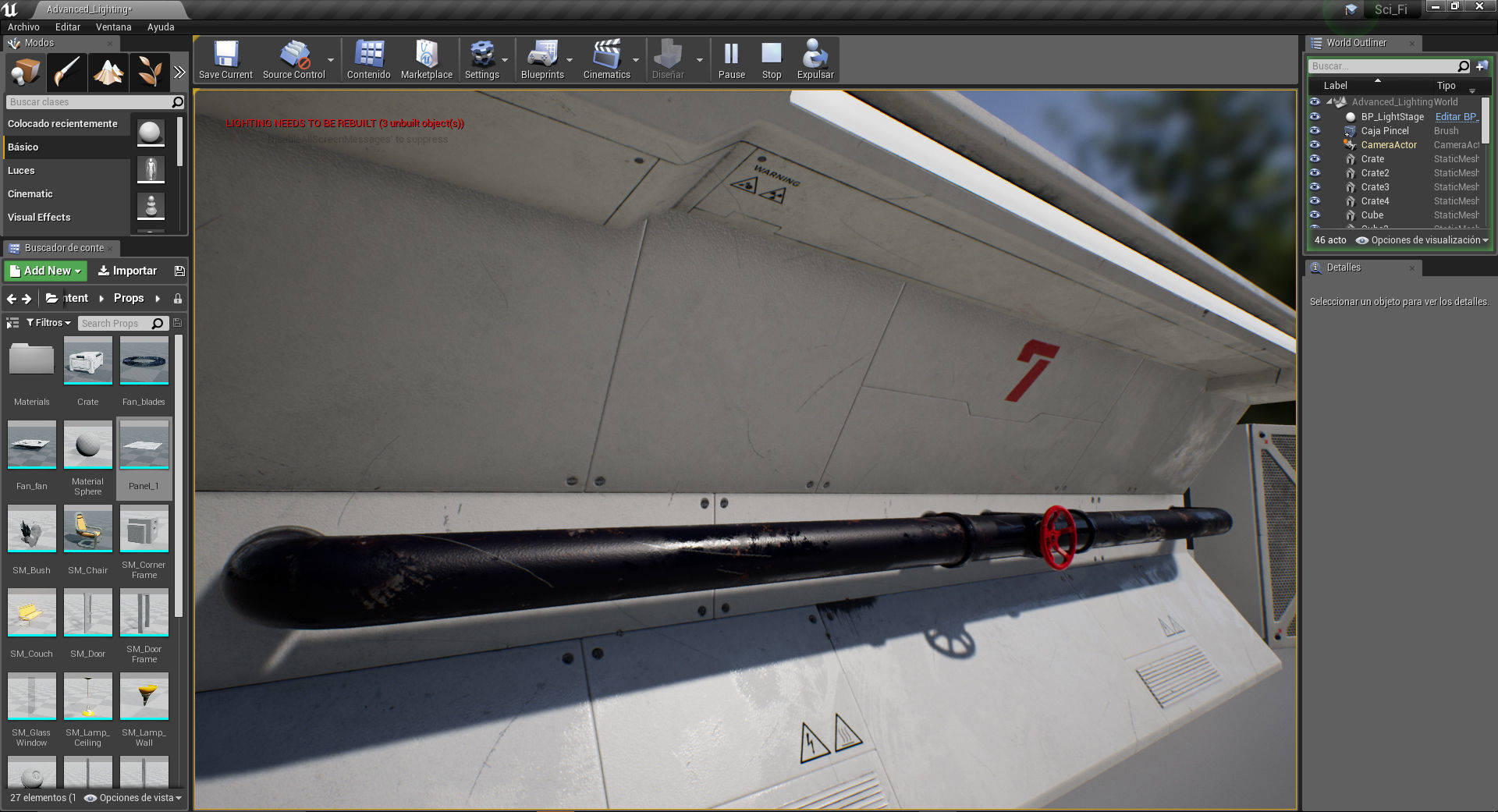 Futuristic Industrial Wall Game Ready Low-poly 3D model_6