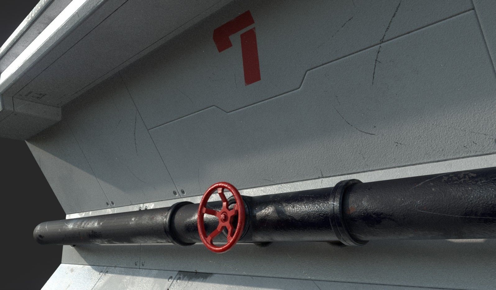 Futuristic Industrial Wall Game Ready Low-poly 3D model_1