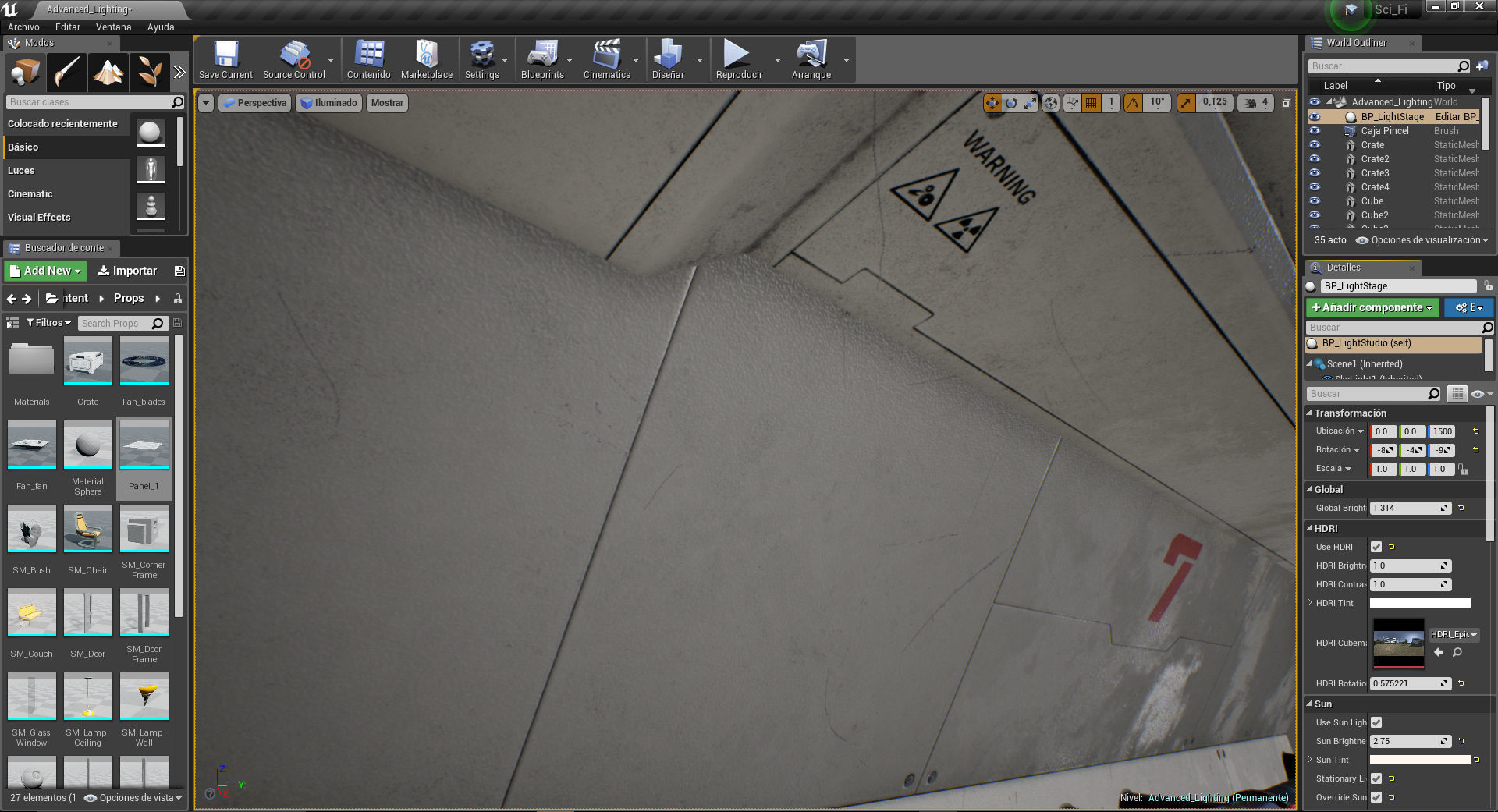 Futuristic Industrial Wall Game Ready Low-poly 3D model_9