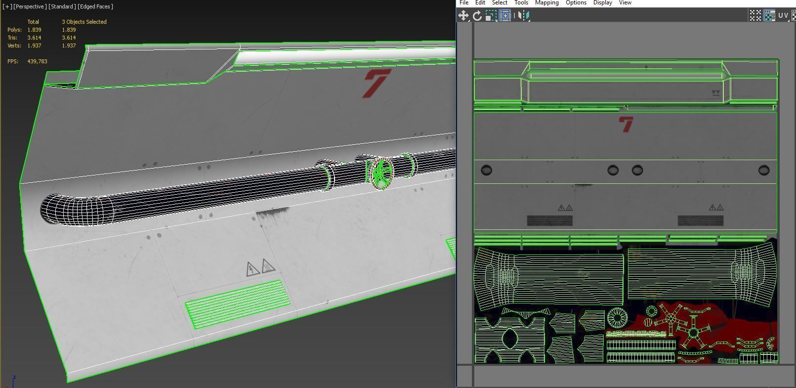 Futuristic Industrial Wall Game Ready Low-poly 3D model_4
