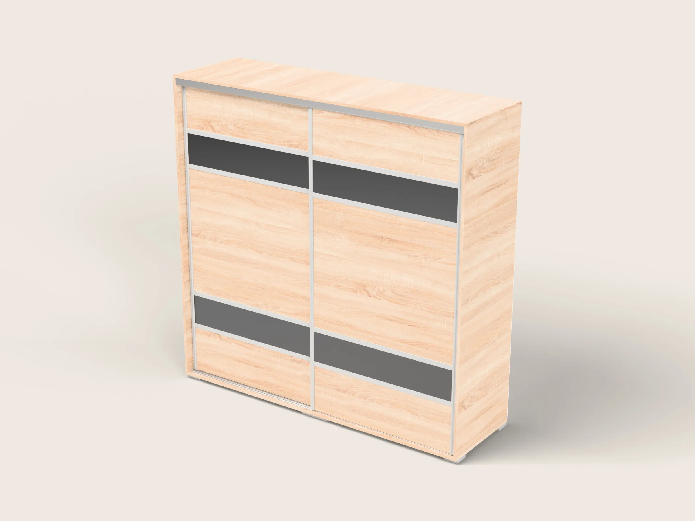 Bedroom Wardrobe With Pale Wood Panels 3D model animated rigged | CGTrader