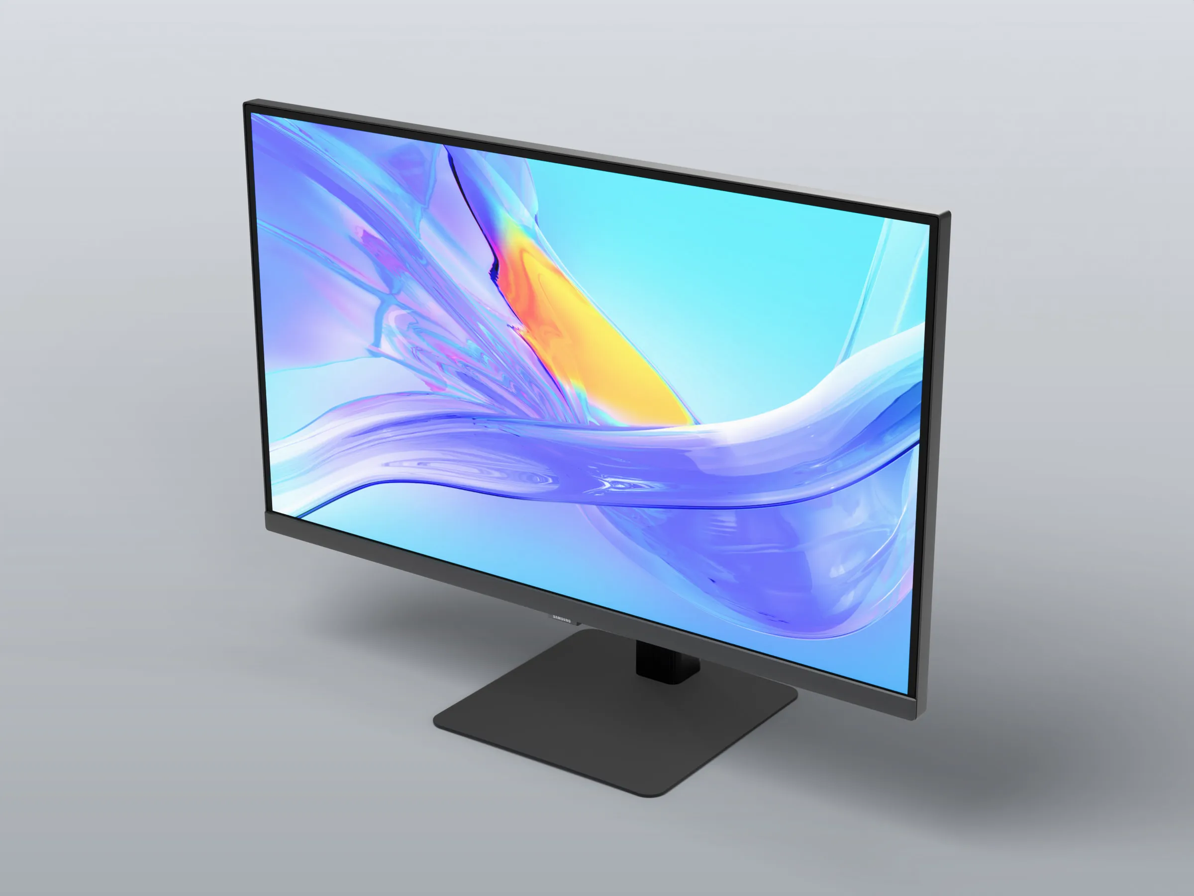 Widescreen Monitor With Cyan Violet Ribbon Screen 3D model | CGTrader