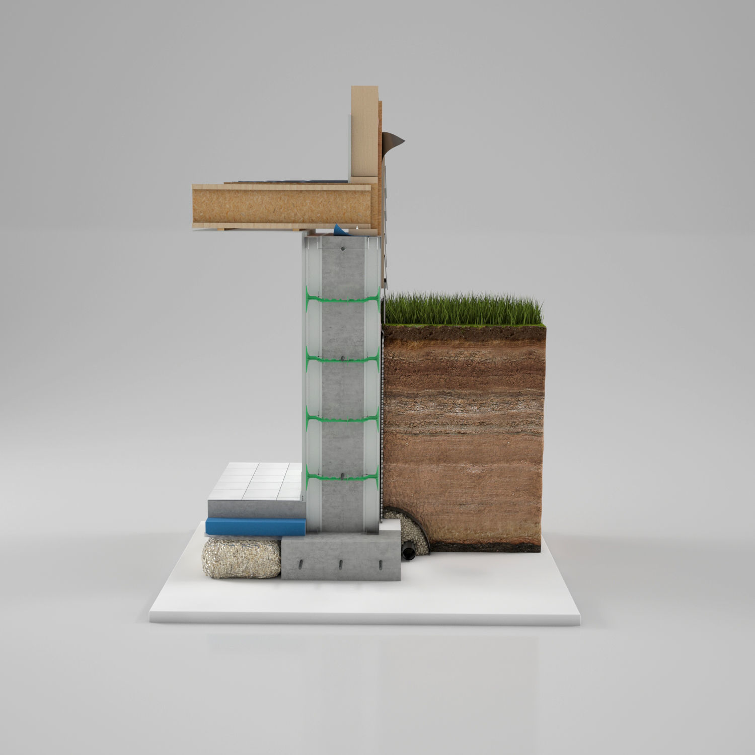 Wall Cross Section Insulation 3D model_12