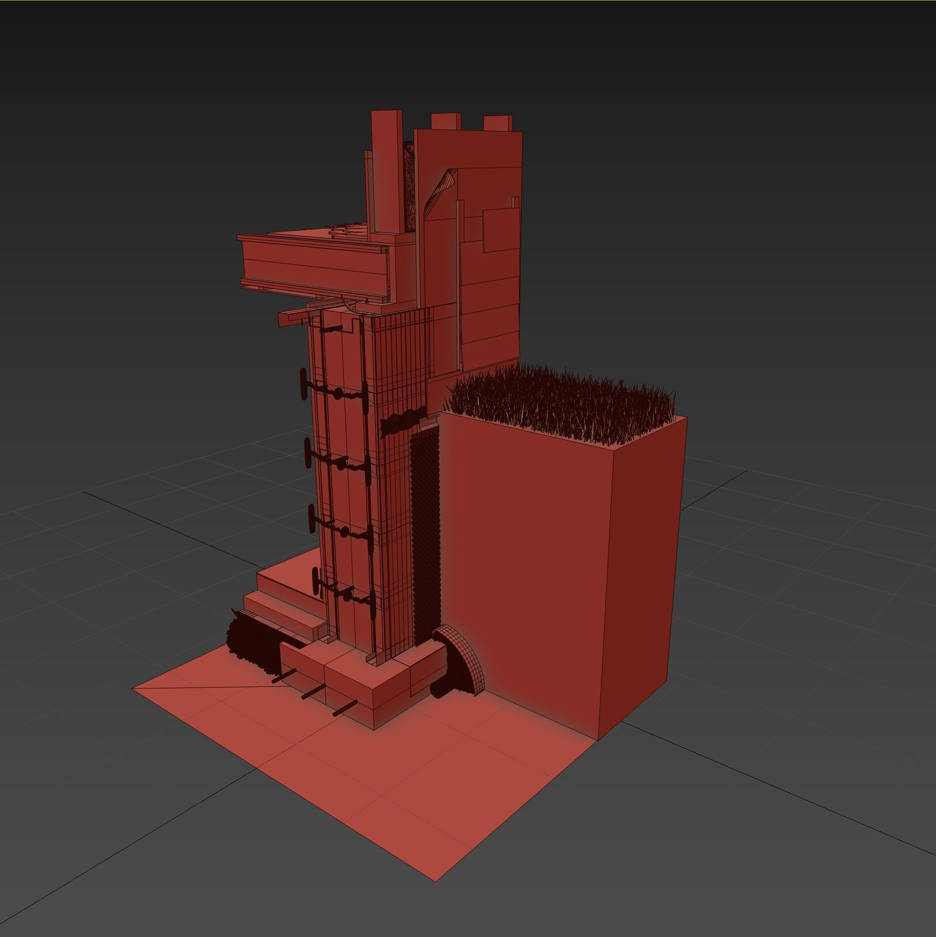 Wall Cross Section Insulation 3D model_15