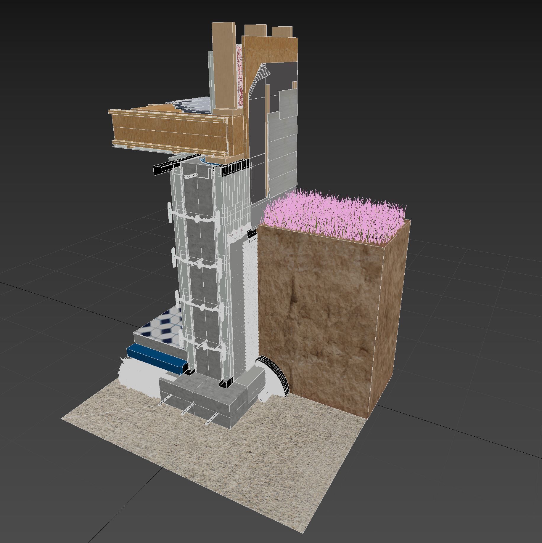 Wall Cross Section Insulation 3D model_21
