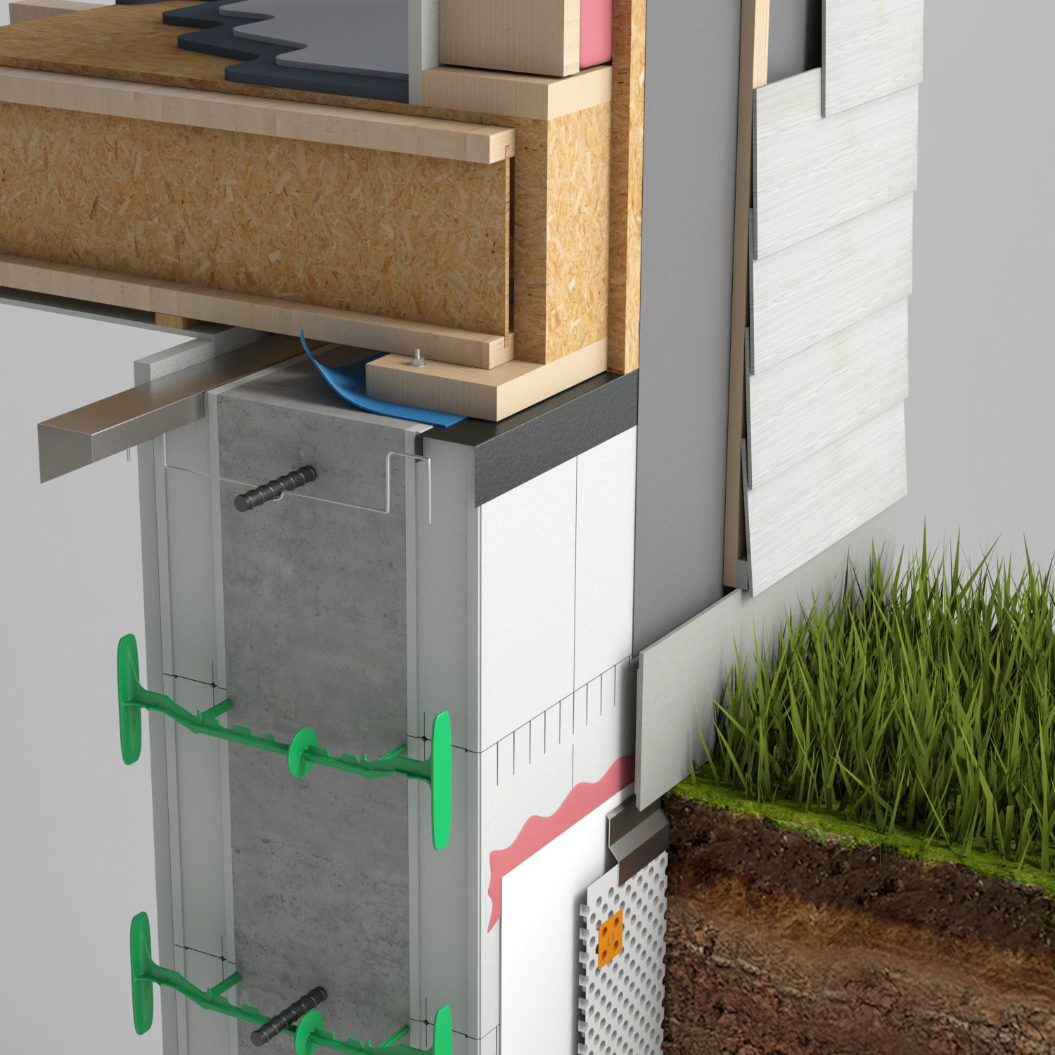 Wall Cross Section Insulation 3D model_2