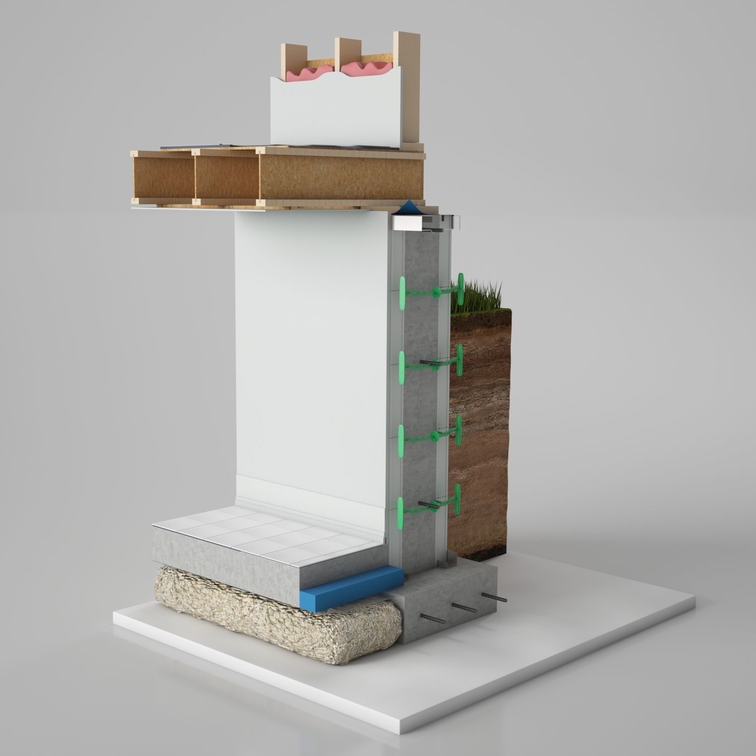 Wall Cross Section Insulation 3D model_1