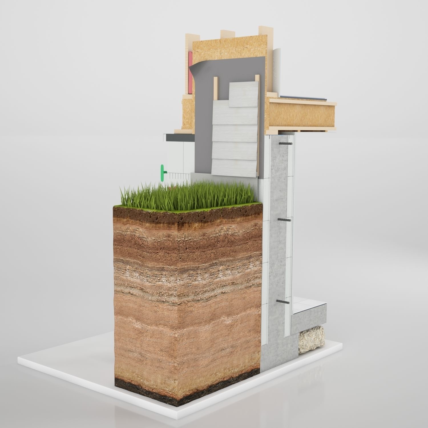 Wall Cross Section Insulation 3D model_6