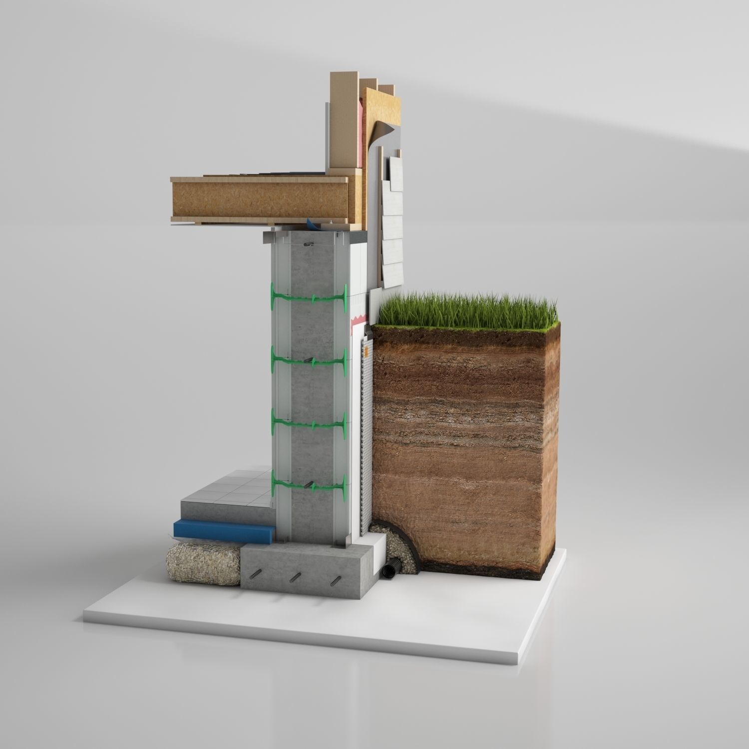 Wall Cross Section Insulation 3D model_3
