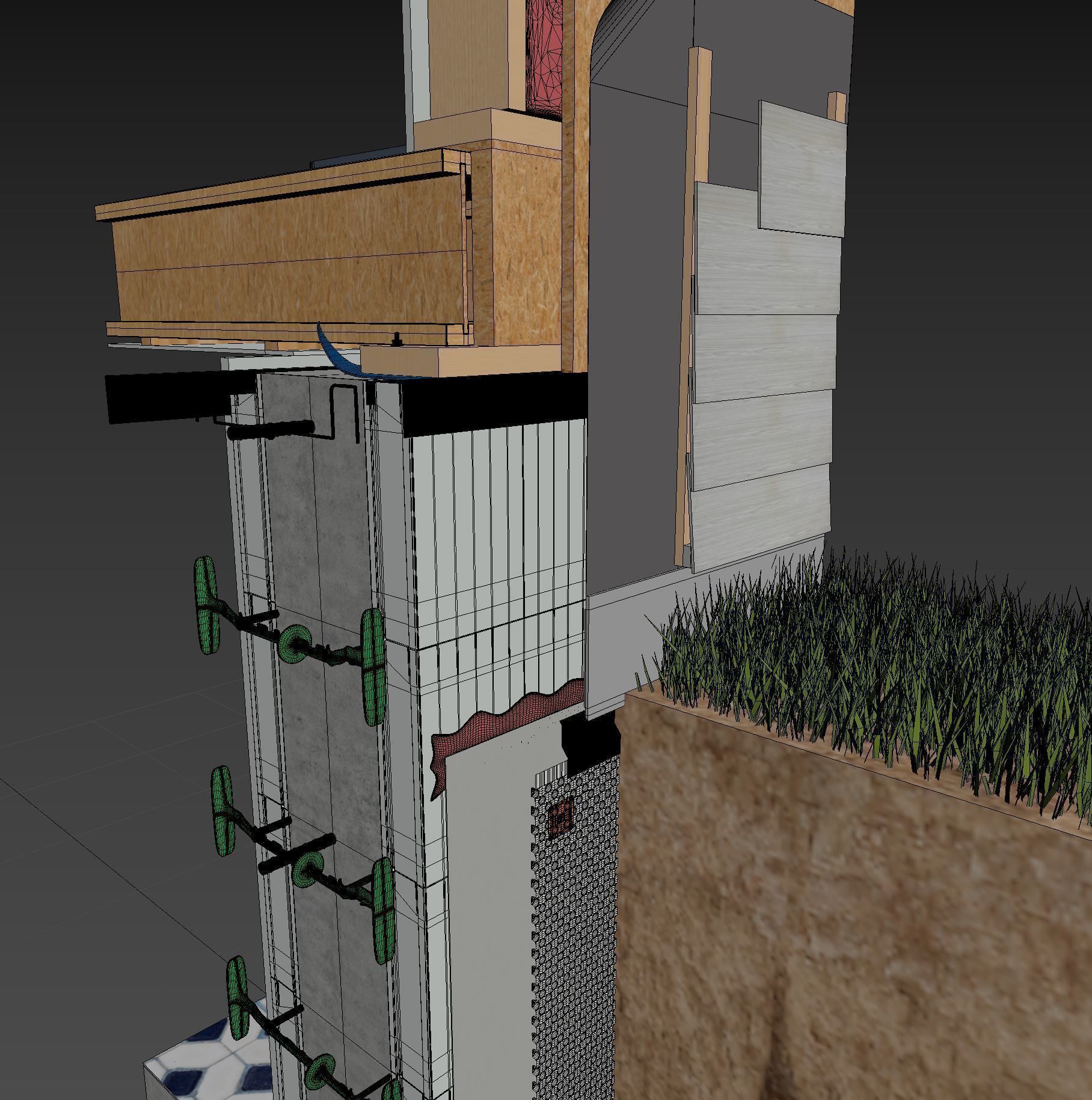 Wall Cross Section Insulation 3D model_22