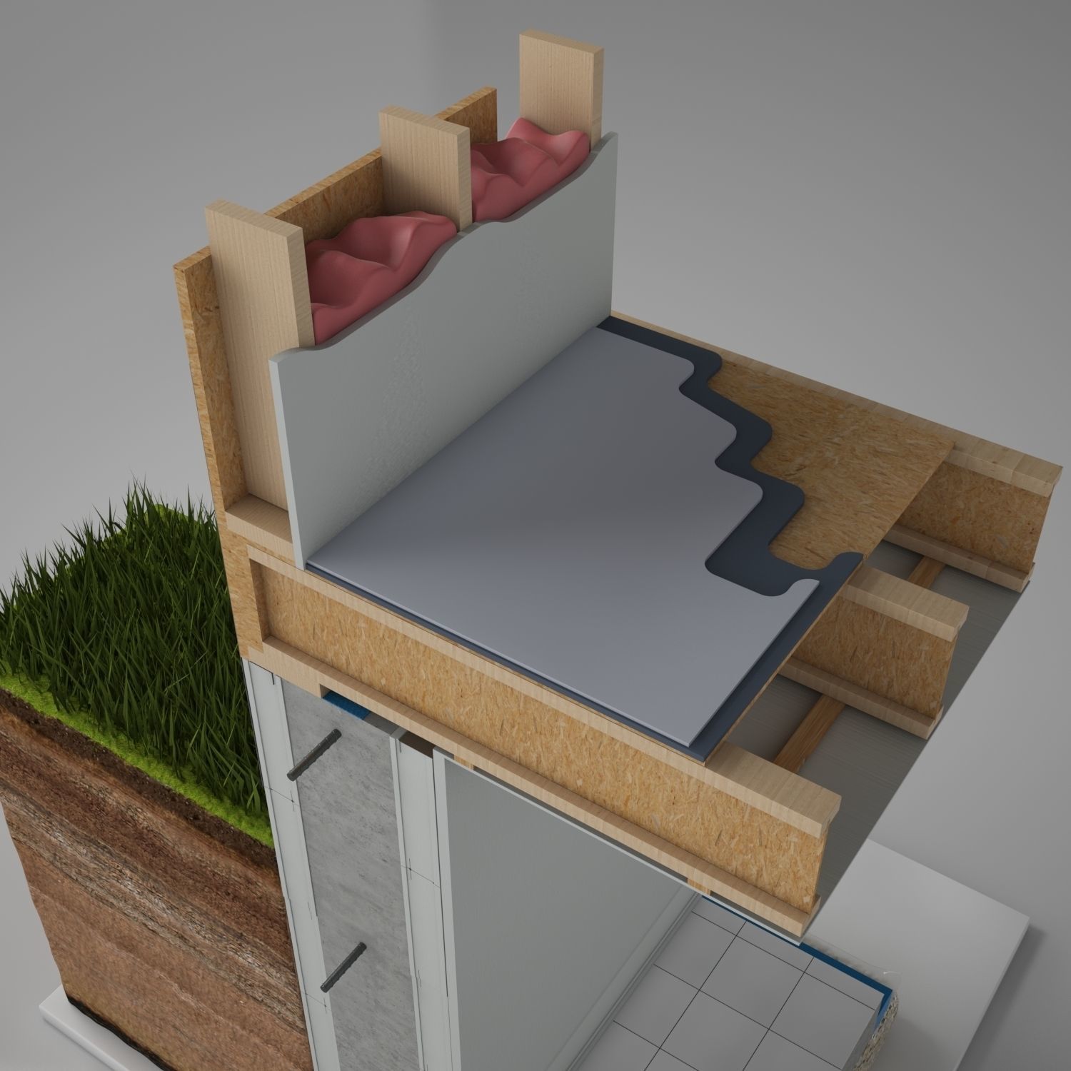 Wall Cross Section Insulation 3D model_5