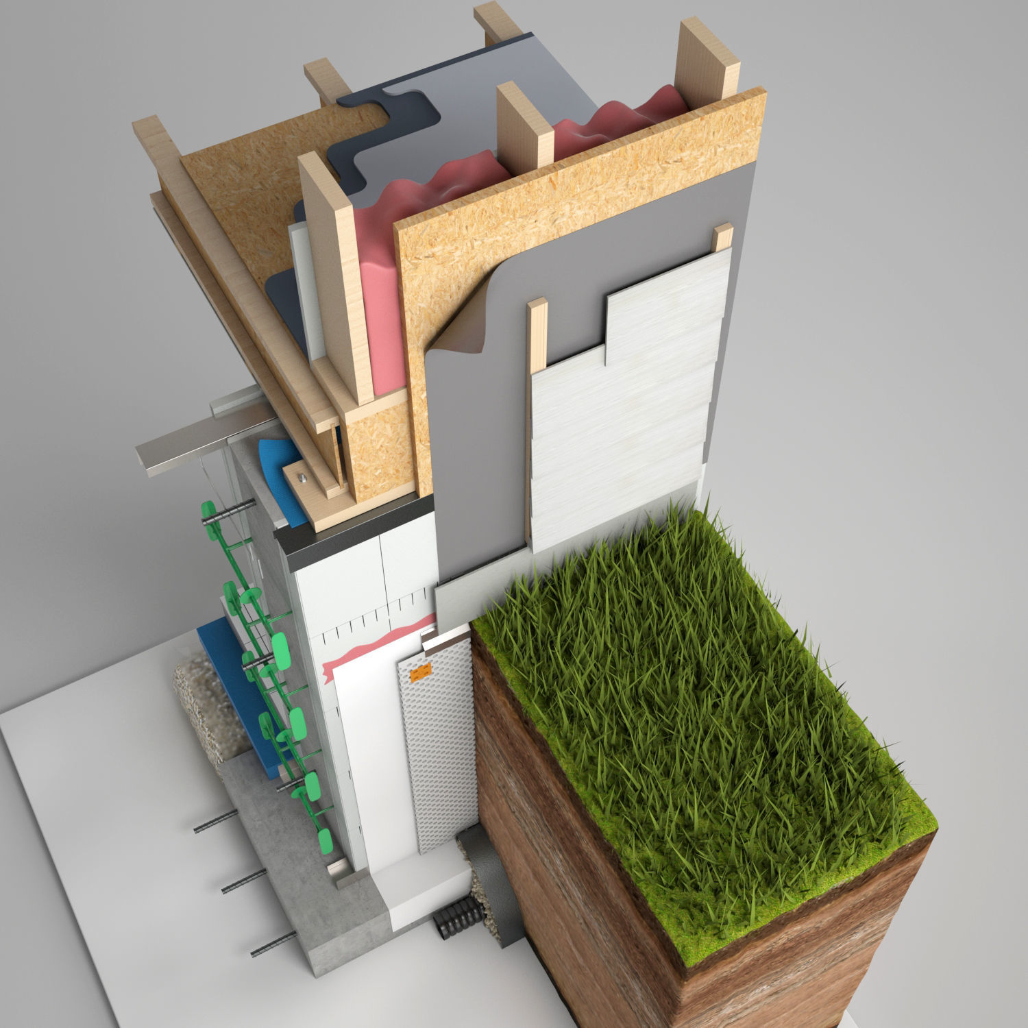 Wall Cross Section Insulation 3D model_4