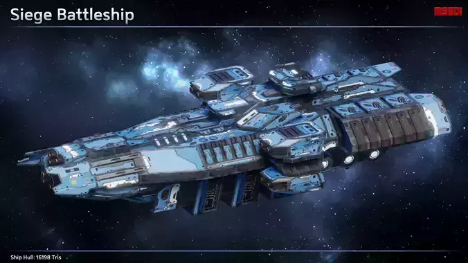 Spaceship Siege Battleship Low-poly 3D model