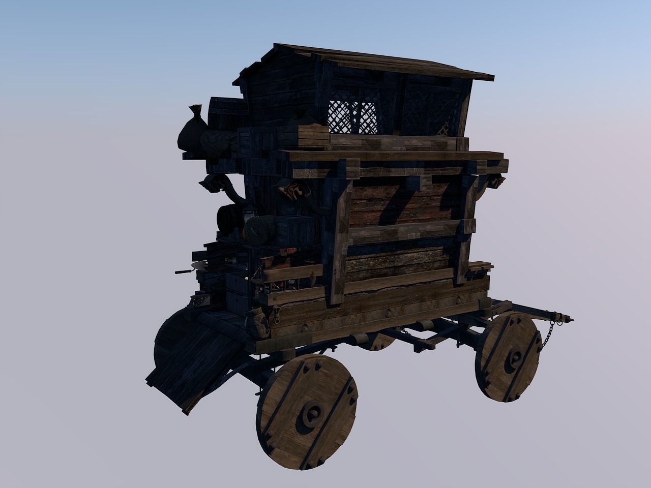 Medieval carriage 3D model_5