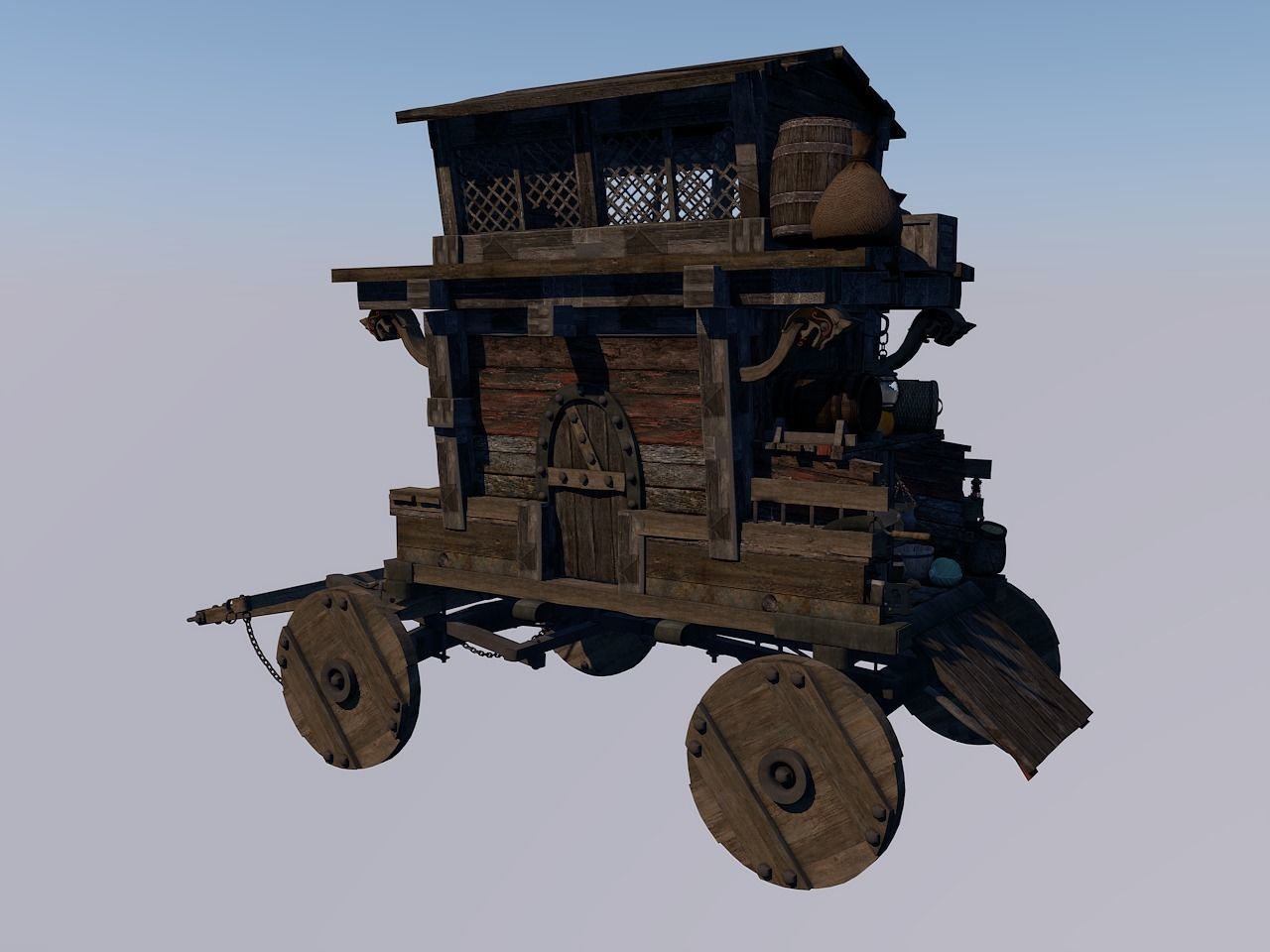 Medieval carriage 3D model_2