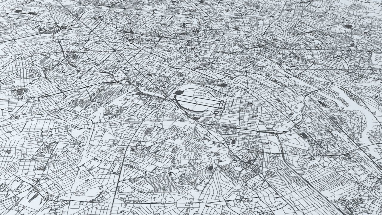 Berlin Road Network and Streets 3D model_3