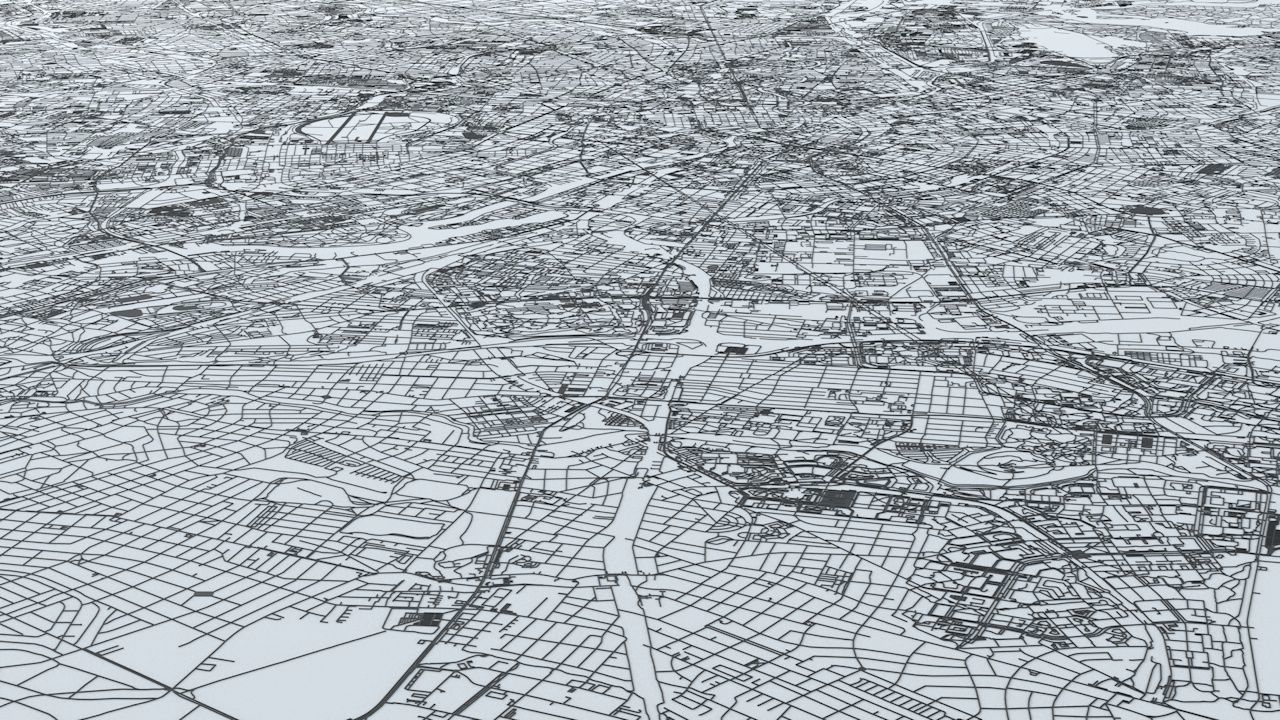Berlin Road Network and Streets 3D model_4