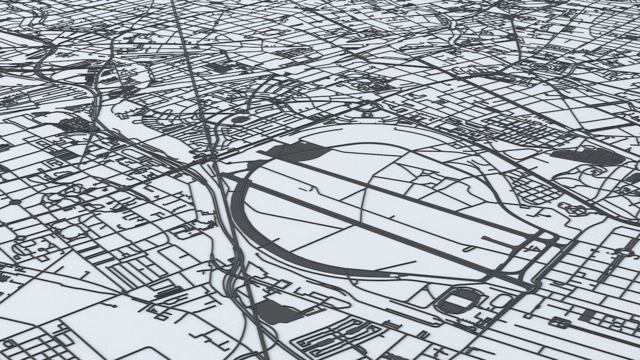 Berlin Road Network and Streets 3D model_8