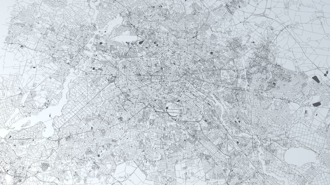 Berlin Road Network and Streets 3D model_1