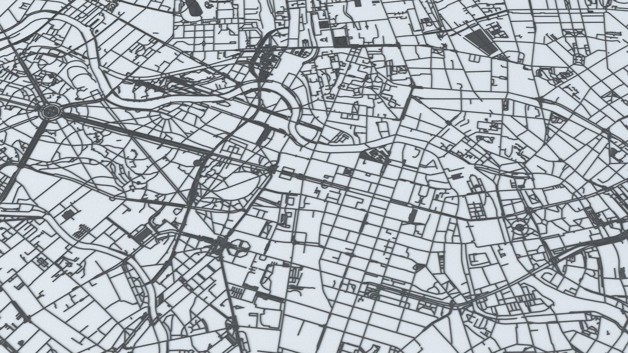 Berlin Road Network and Streets 3D model_6
