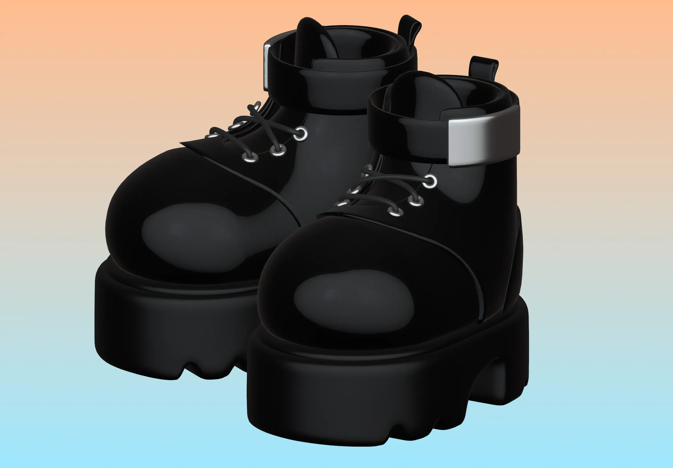 Boote Cartoon Cartoon Platform Ankle Boots 3D model | CGTrader