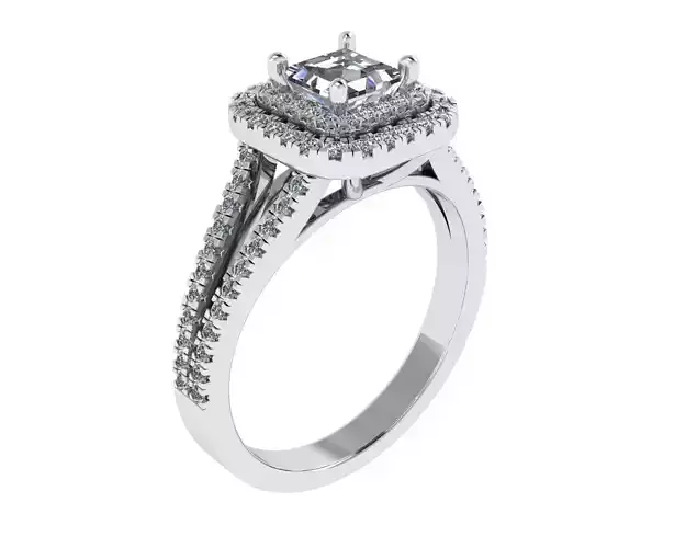 Princess Cut Diamond Silver Ring