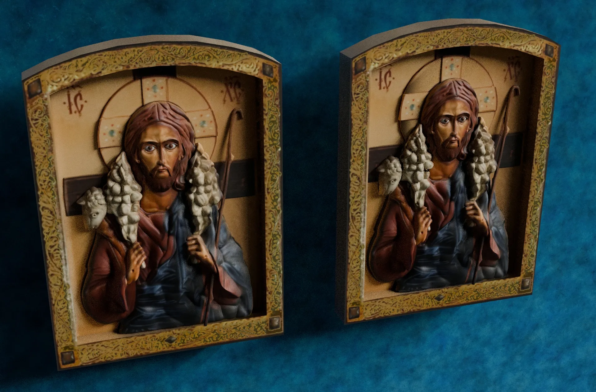 3D model Jesus The Good Shepherd - 3D Print Relief Wall Art VR / AR ...