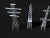 3D model Power Transmission Towers Utility Poles Pack VR / AR / low ...