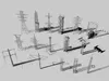 3D model Power Transmission Towers Utility Poles Pack VR / AR / low ...