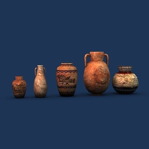 Low poly aztec pottery Low-poly 3D model_4