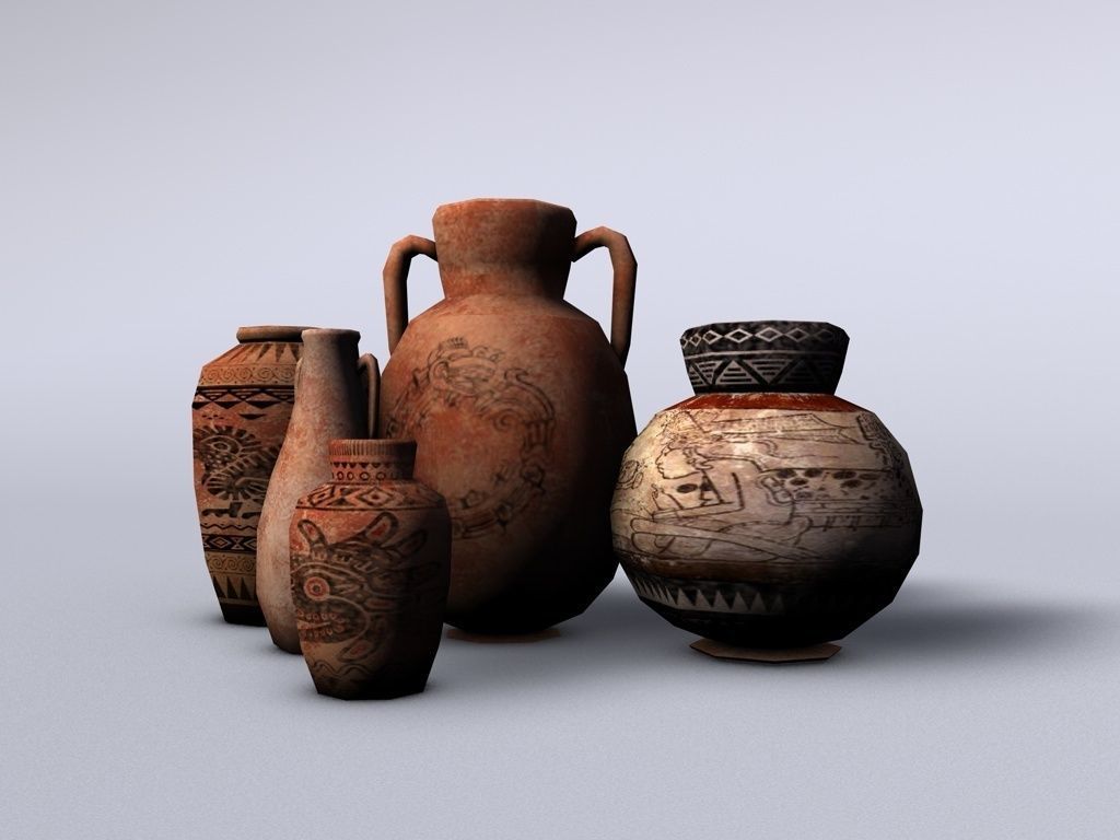 Low poly aztec pottery Low-poly 3D model_2