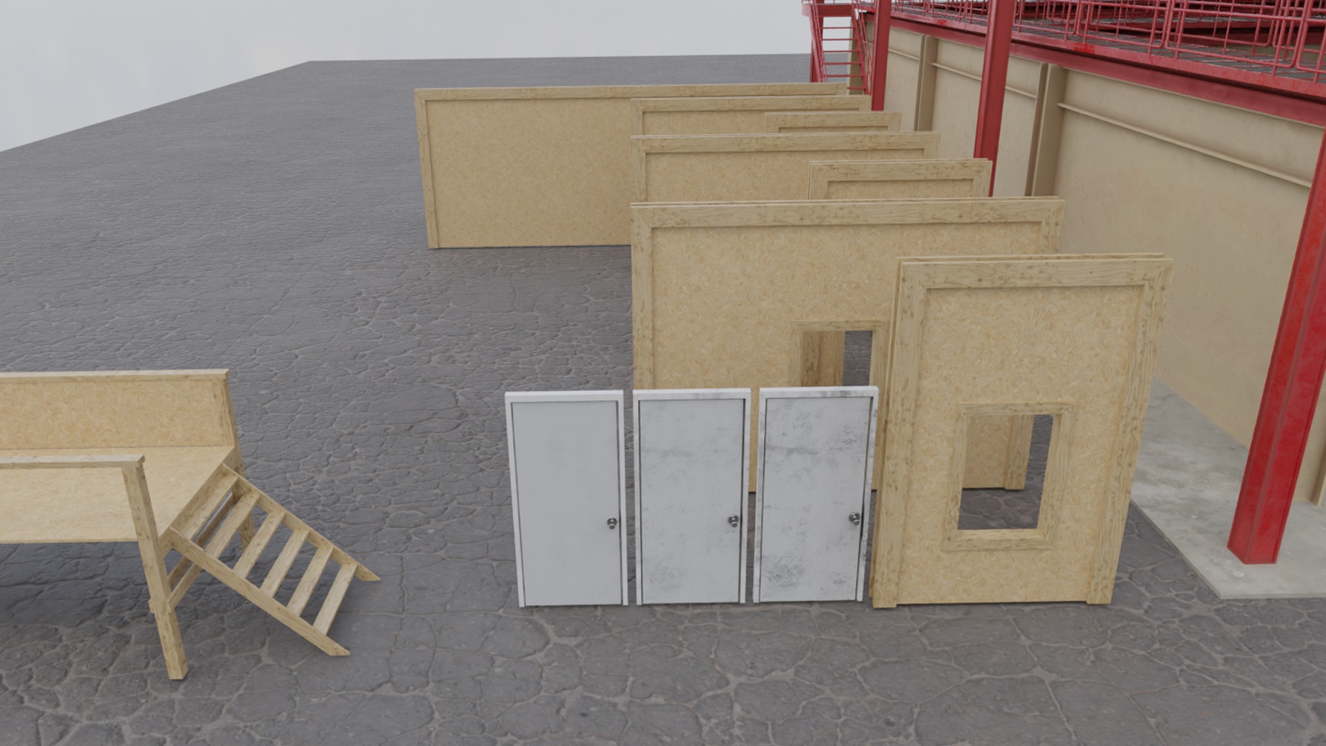 Shoothouse - Modular Indoor Firing Range Low-poly 3D model_3