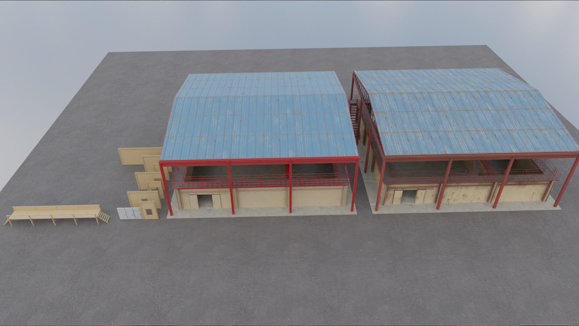 Shoothouse - Modular Indoor Firing Range Low-poly 3D model_7