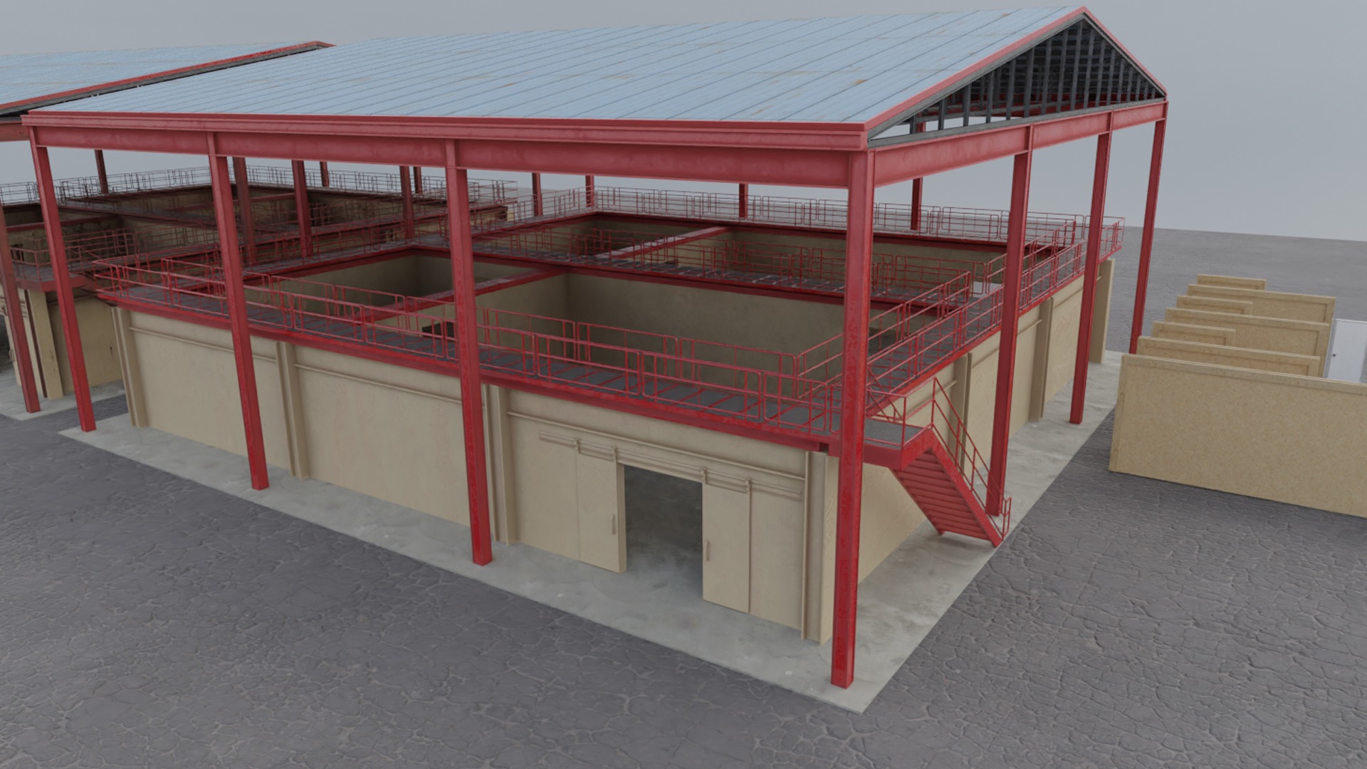 Shoothouse - Modular Indoor Firing Range Low-poly 3D model_1