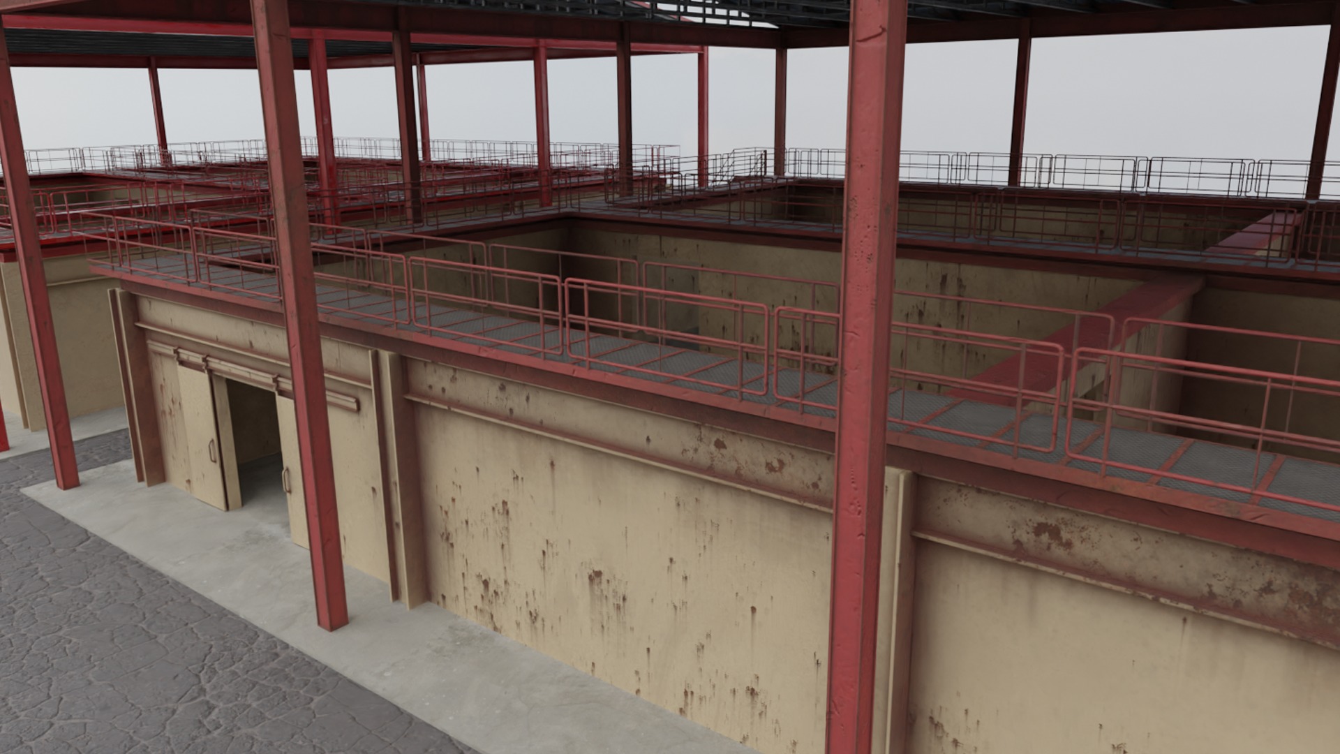 Shoothouse - Modular Indoor Firing Range Low-poly 3D model_2